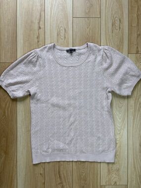 Pointelle puff sleeve feminine cotttage ballet clean girl short sleeve knit top